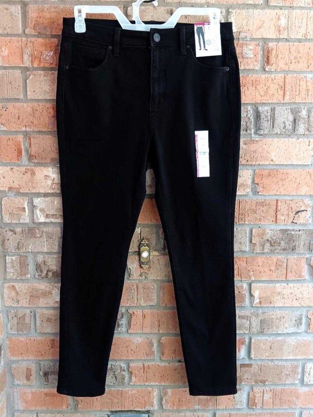 Time and Tru Womens Core Denim High Rise Skinny Fitted Jeans Black Size 14